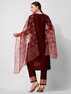 Hand Embroidered Kurta With Pant And Dupatta Set Premium, Multicolor - Hiral Fashion | Grocsy