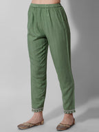 Embroidered Rayon Sequined Green Kurta With Pant & Dupatta Set Premium, Multicolor - Hiral Fashion | Grocsy