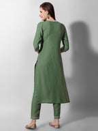 Embroidered Rayon Sequined Green Kurta With Pant & Dupatta Set Premium, Multicolor - Hiral Fashion | Grocsy