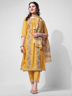 Embroidered Rayon Sequined Kurta With Pant & Dupatta Set Premium, Multicolor - Hiral Fashion | Grocsy