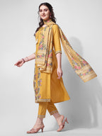 Embroidered Rayon Sequined Kurta With Pant & Dupatta Set Premium, Multicolor - Hiral Fashion | Grocsy