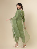 Embroidered Kurta With Pant And Dupatta Set, Multicolor - Hiral Fashion | Grocsy