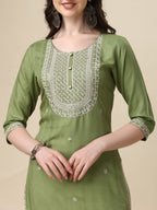 Embroidered Kurta With Pant And Dupatta Set, Multicolor - Hiral Fashion | Grocsy