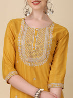 Embroidered Kurta With Pant And Dupatta Set Premium, Multicolor - Hiral Fashion | Grocsy