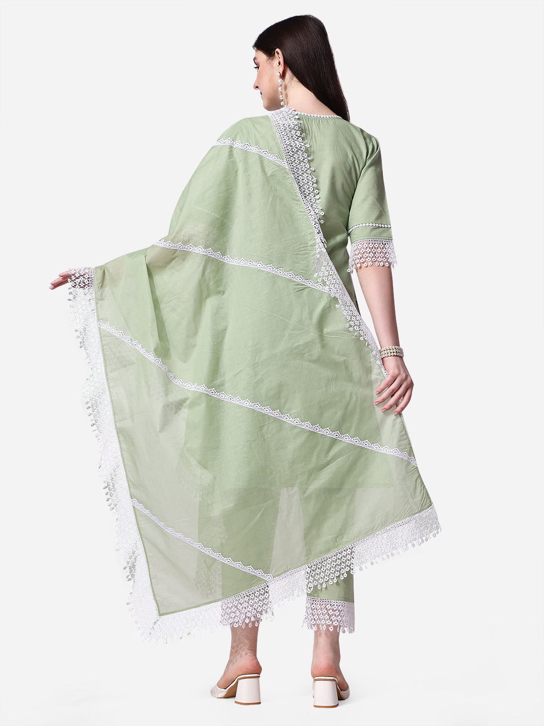 Lucknawi Embroidered Kurta With Pant & Dupatta Set, Multicolor - Hiral Fashion | Grocsy