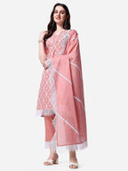Lucknawi Embroidered Kurta With Pant & Dupatta Set, Multicolor - Hiral Fashion | Grocsy