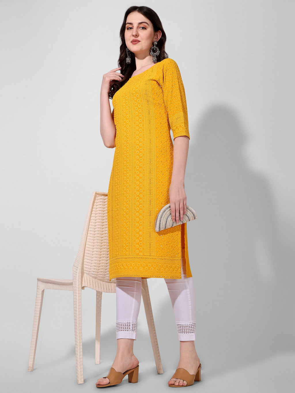 Thread Embroidered Kurta, Multicolor - Hiral Fashion | Grocsy