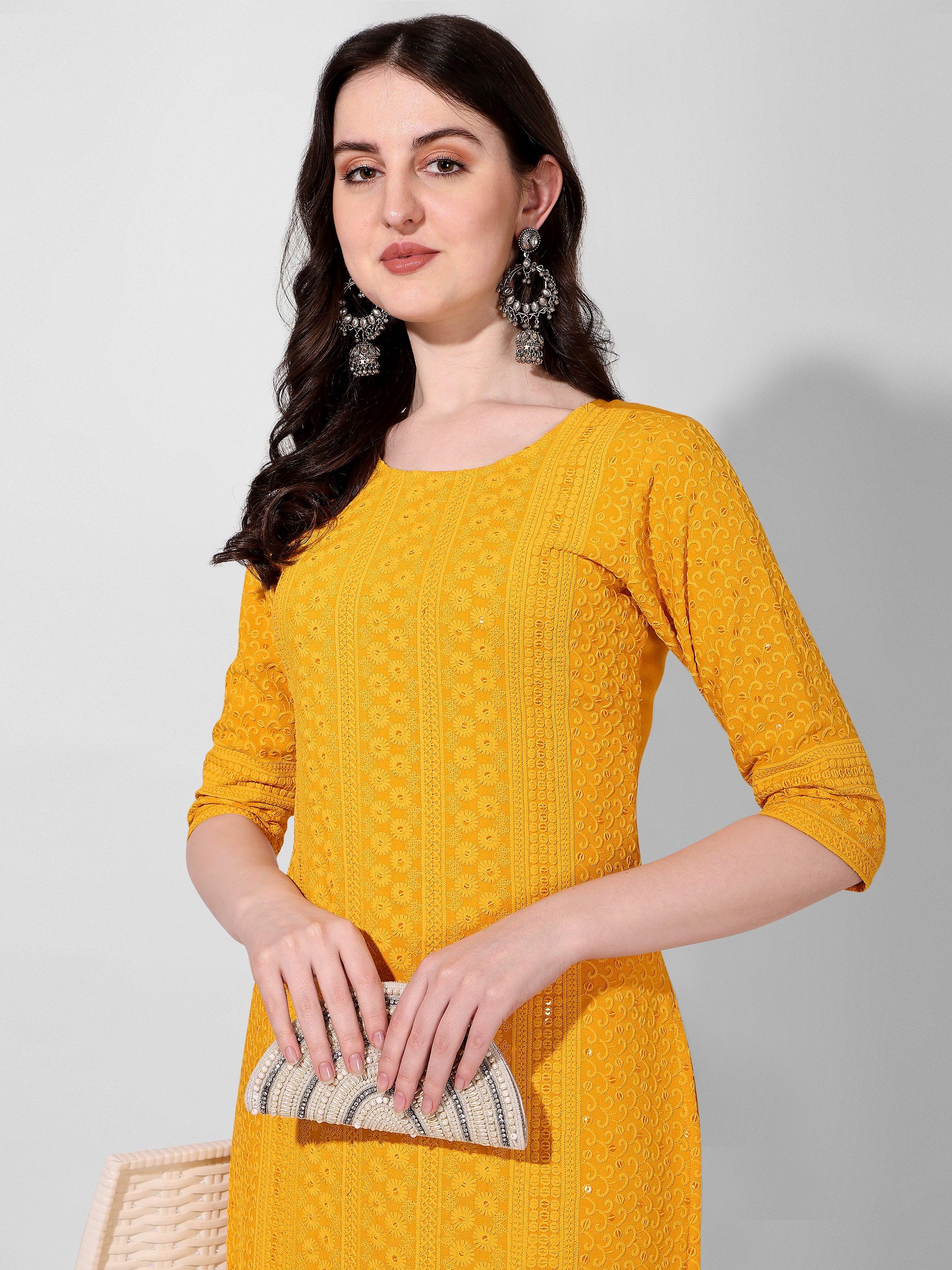 Thread Embroidered Kurta, Multicolor - Hiral Fashion | Grocsy