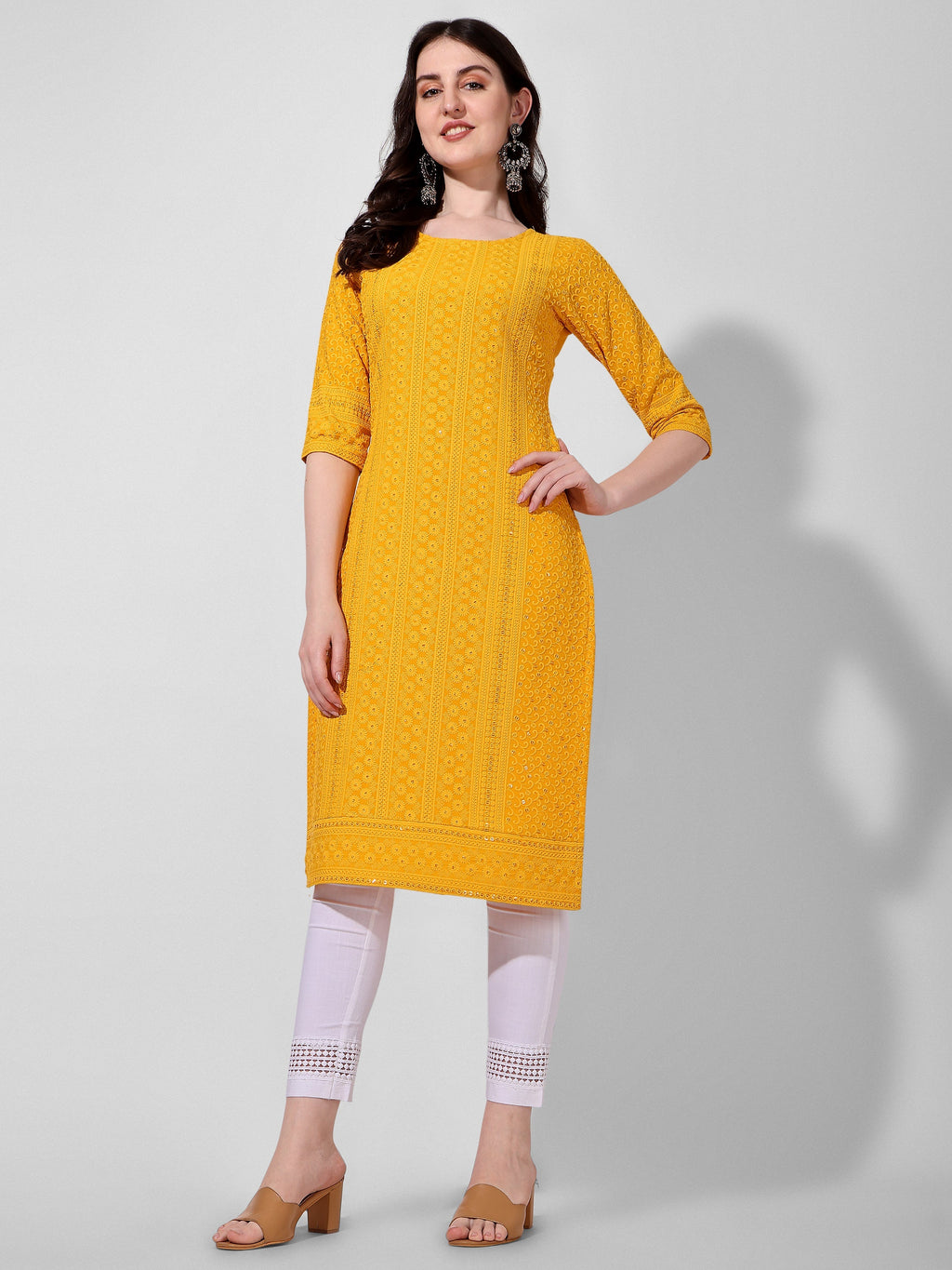 Thread Embroidered Kurta, Multicolor - Hiral Fashion | Grocsy