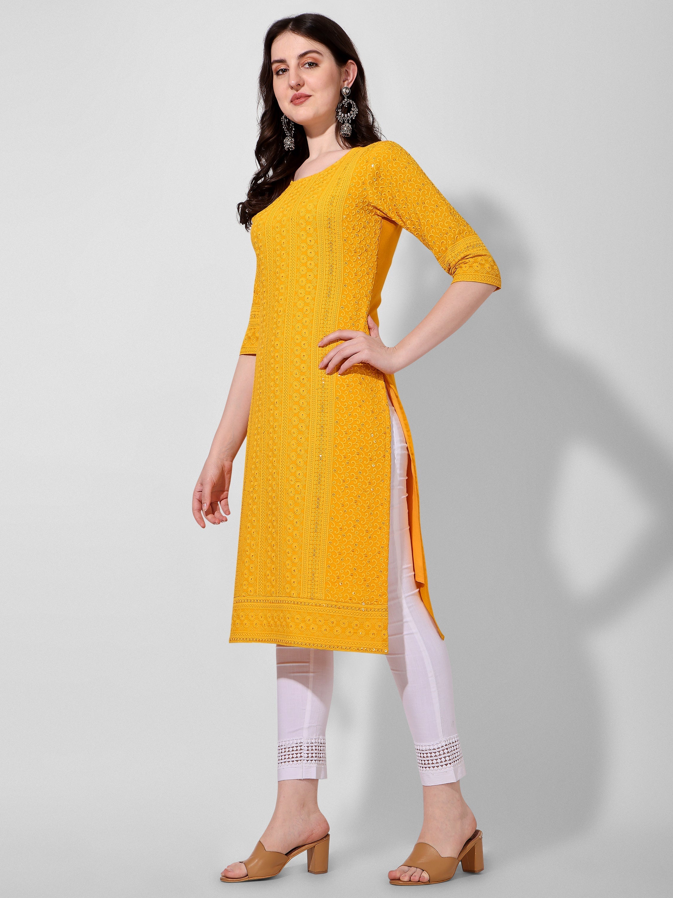 Thread Embroidered Kurta, Multicolor - Hiral Fashion | Grocsy