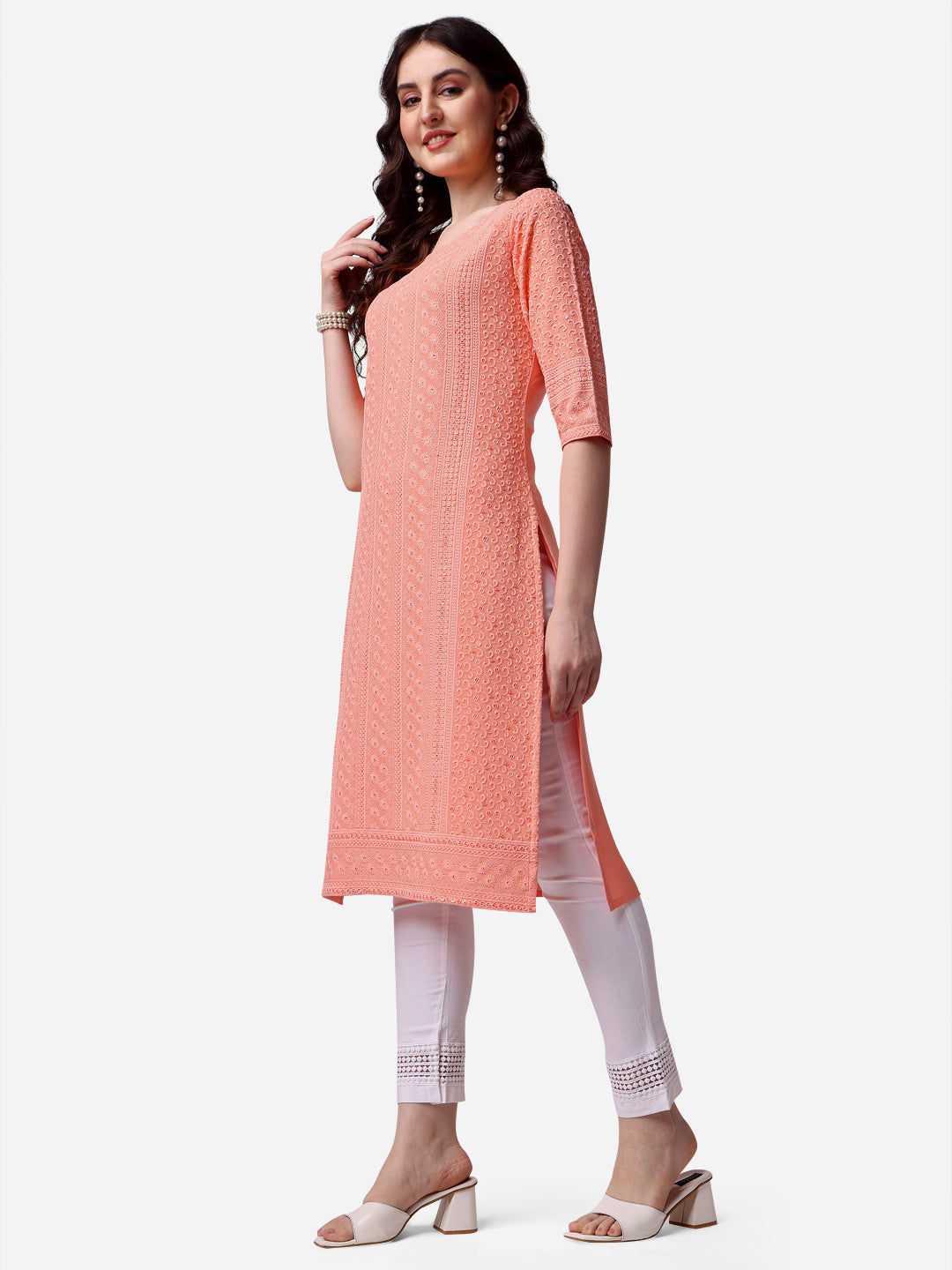 Thread Embroidered Kurta, Multicolor - Hiral Fashion | Grocsy