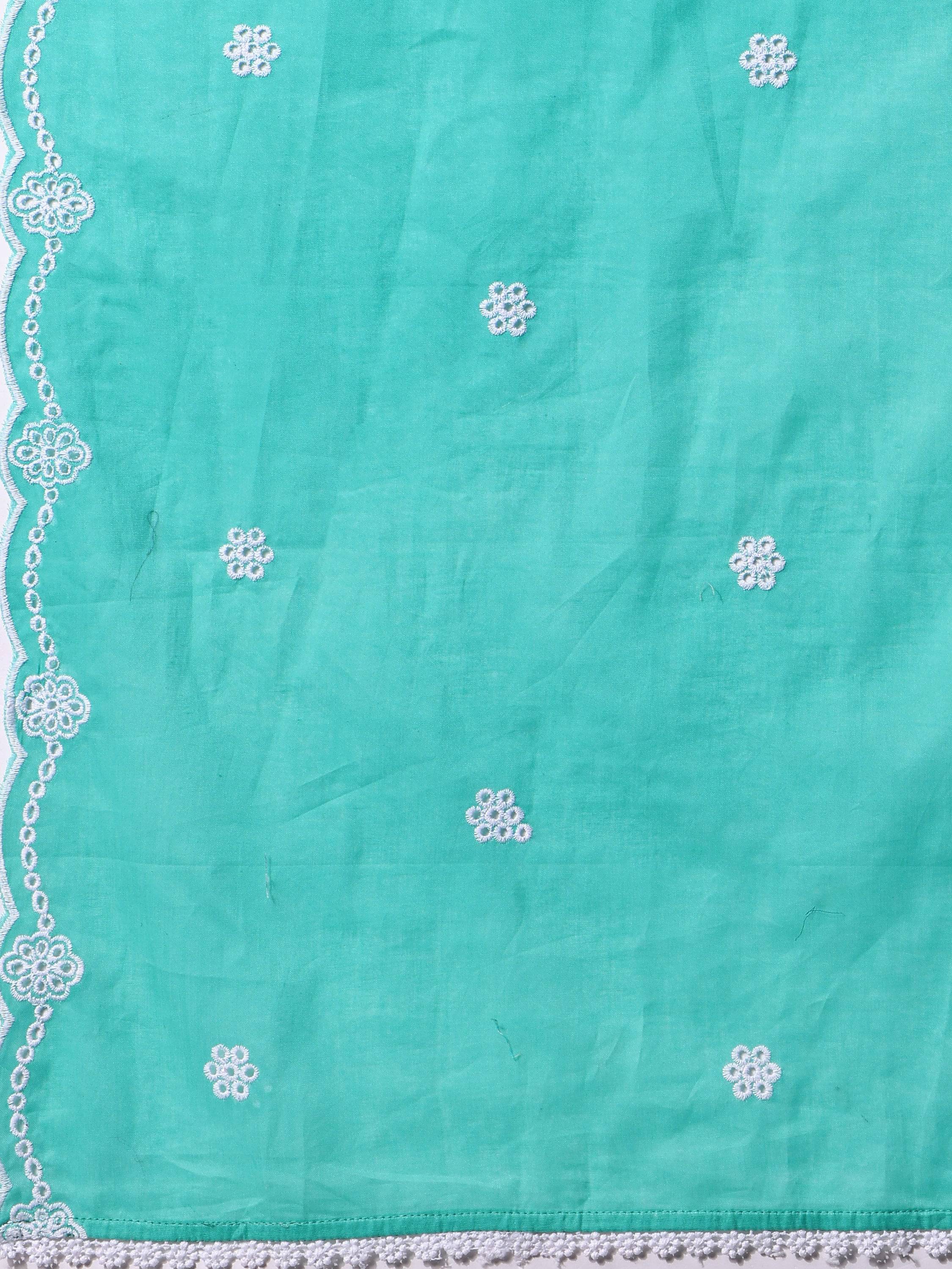 Nayra Cut Chikankari Embroidered Kurta With Pant And Dupatta Set, Multicolor - Hiral Fashion | Grocsy