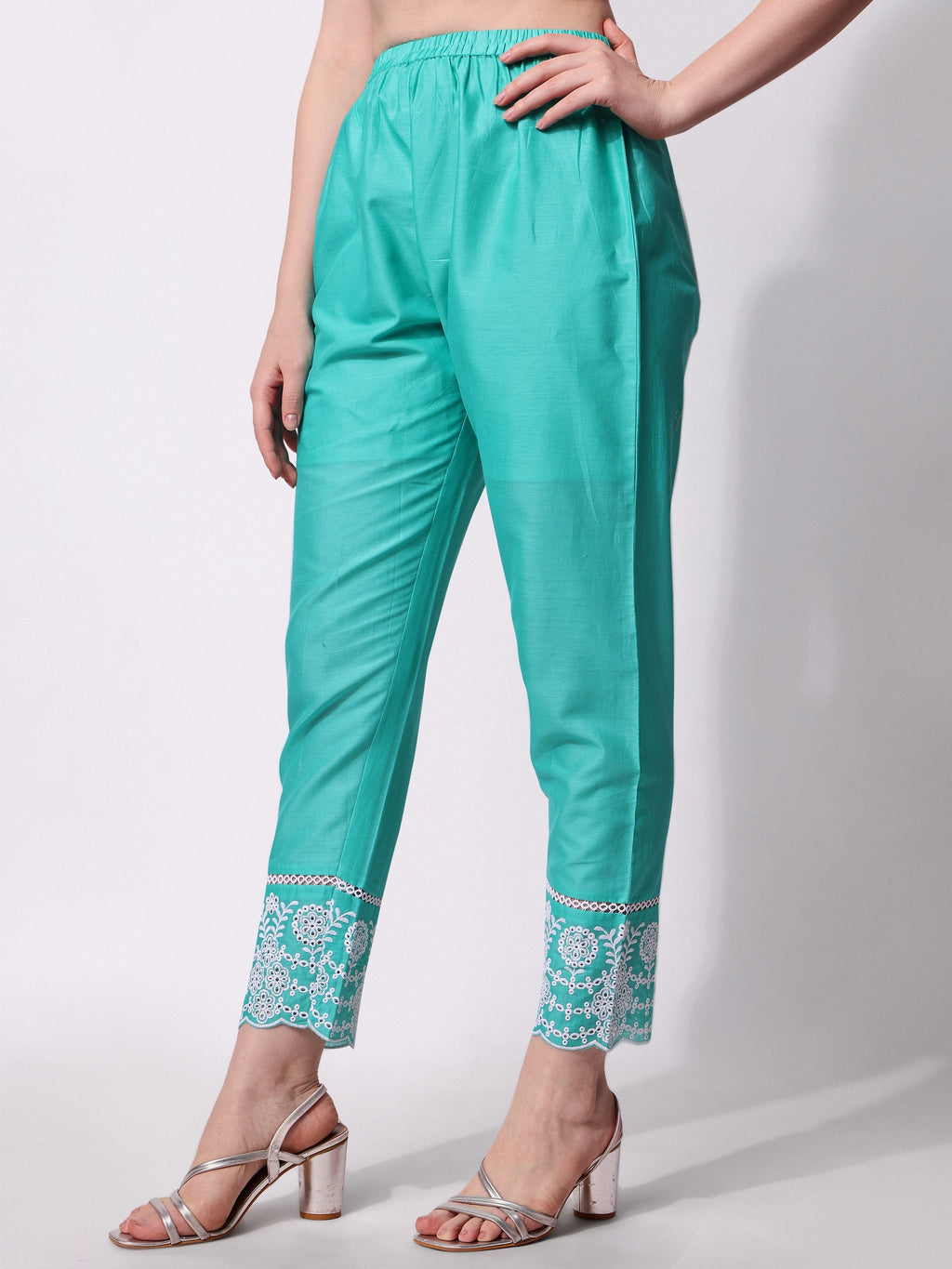 Nayra Cut Chikankari Embroidered Kurta With Pant And Dupatta Set, Multicolor - Hiral Fashion | Grocsy