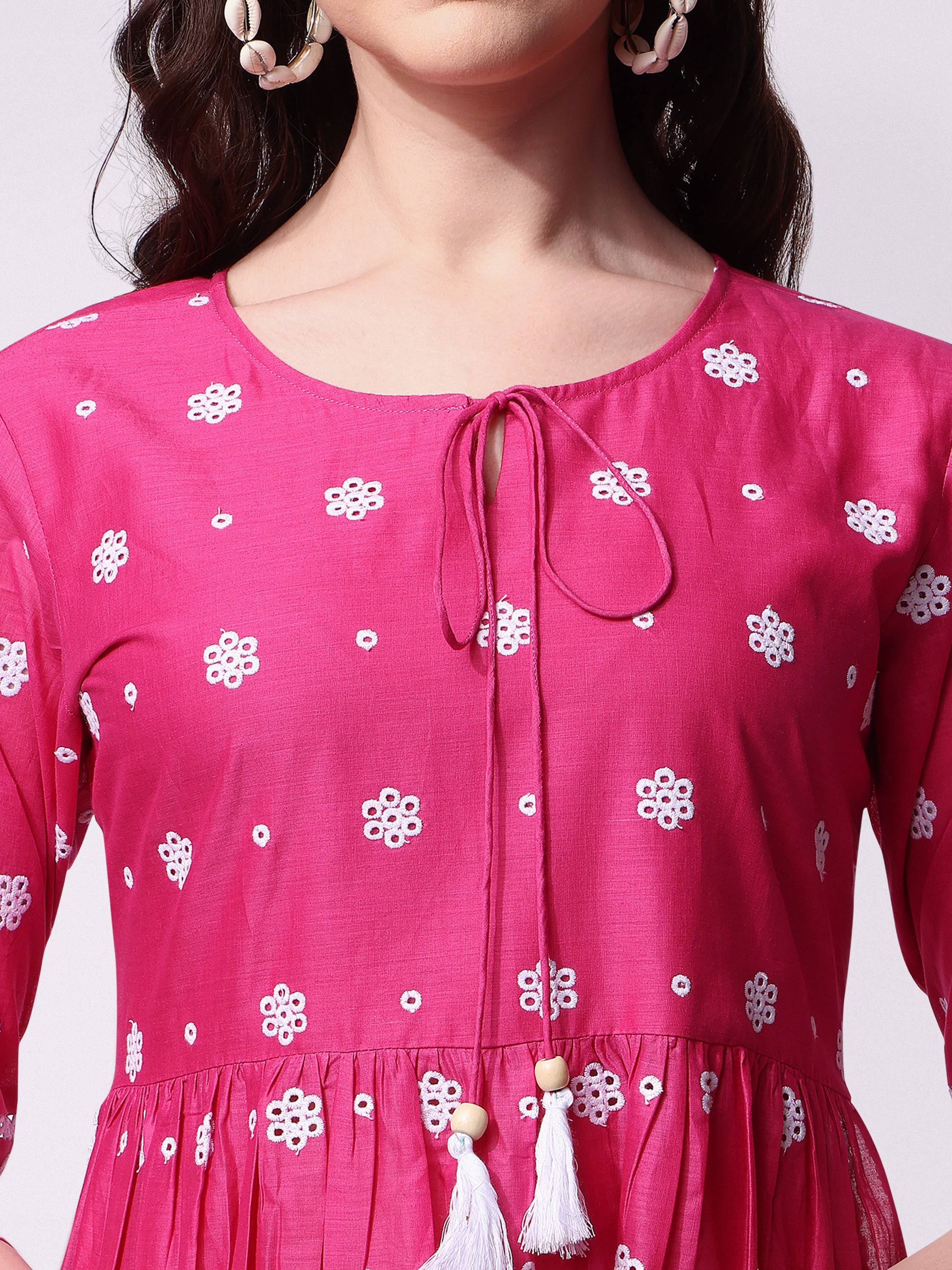 Nayra Cut Chikankari Embroidered Kurta With Pant And Dupatta Set, Multicolor - Hiral Fashion | Grocsy