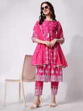 Nayra Cut Chikankari Embroidered Kurta With Pant And Dupatta Set, Multicolor - Hiral Fashion | Grocsy