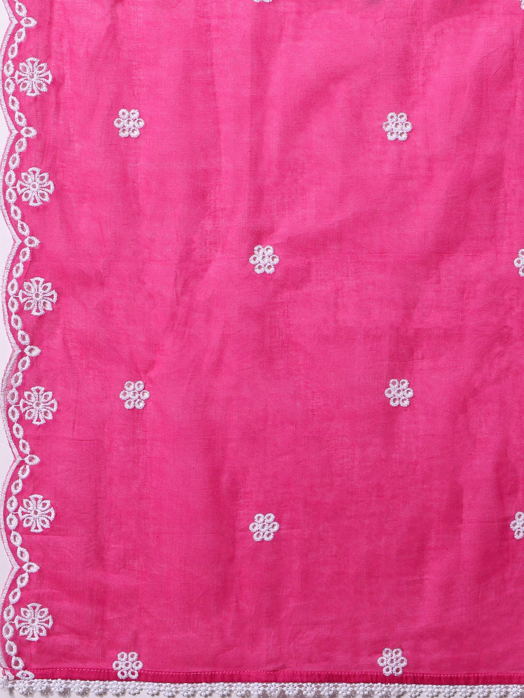 Nayra Cut Chikankari Embroidered Kurta With Pant And Dupatta Set, Multicolor - Hiral Fashion | Grocsy