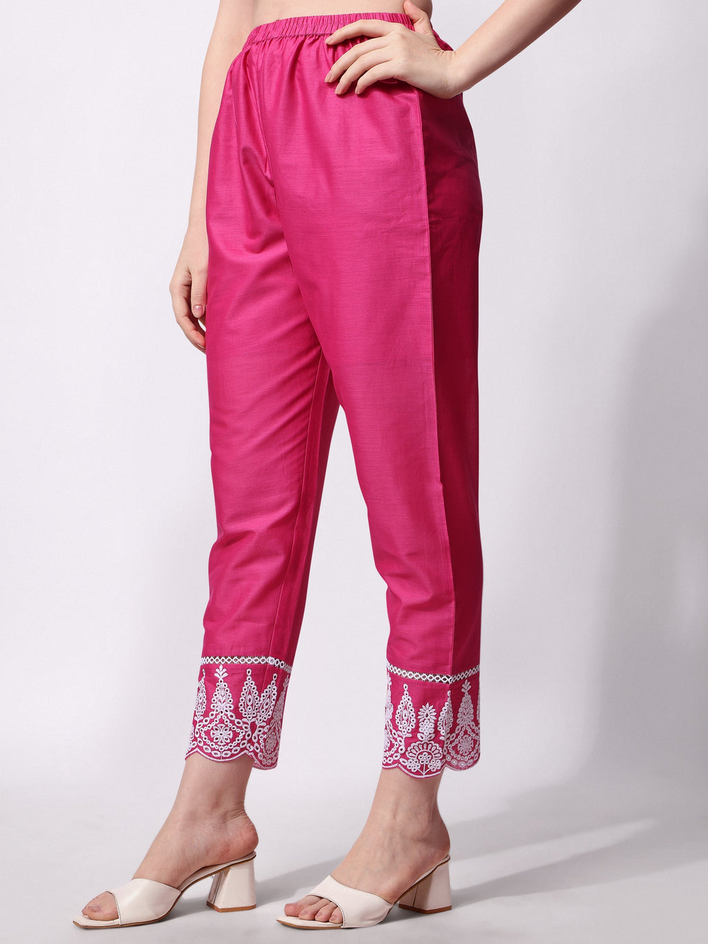 Nayra Cut Chikankari Embroidered Kurta With Pant And Dupatta Set, Multicolor - Hiral Fashion | Grocsy