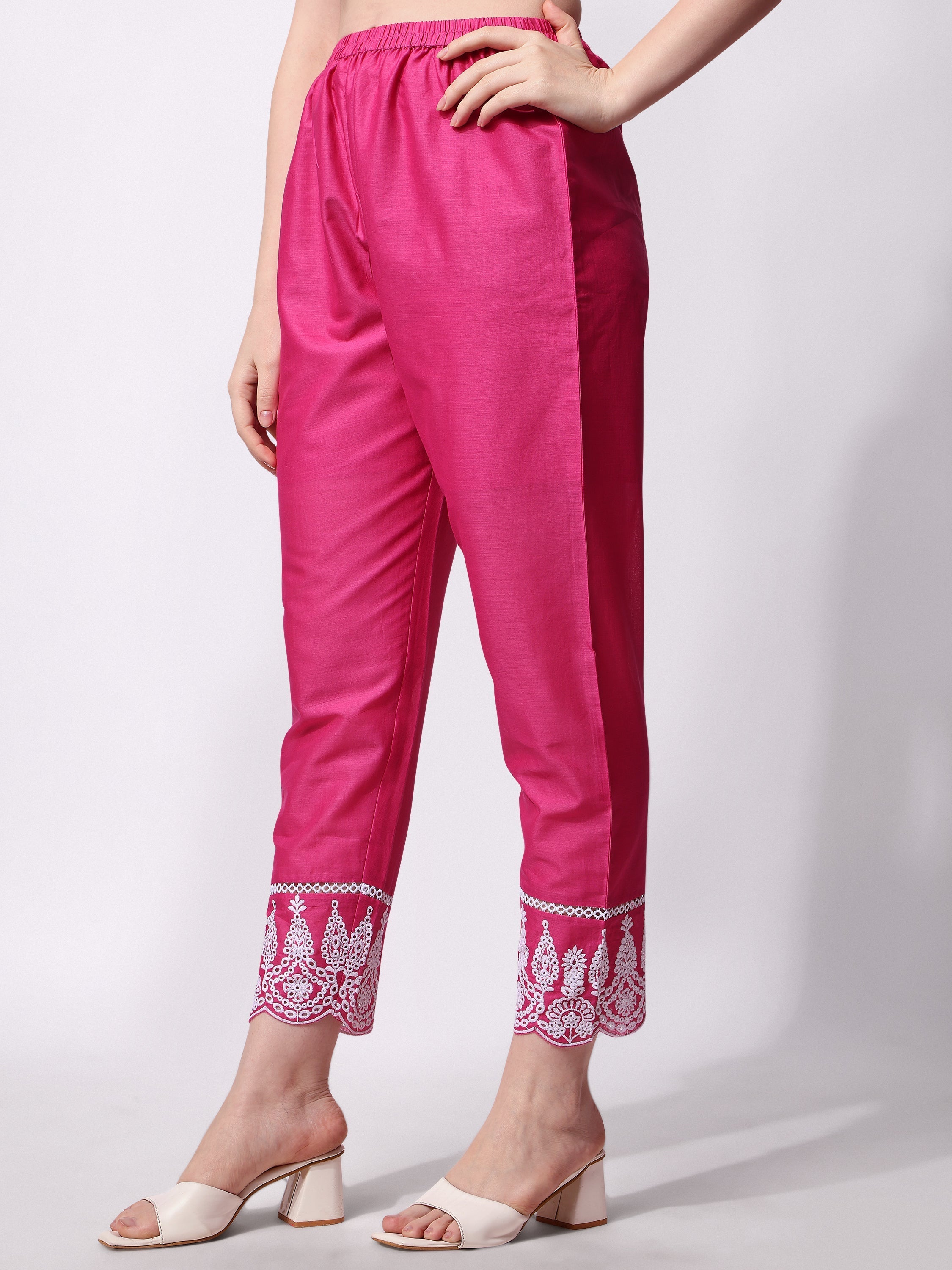 Nayra Cut Chikankari Embroidered Kurta With Pant And Dupatta Set, Multicolor - Hiral Fashion | Grocsy