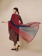 Embroidered Kurta With Pant And Dupatta Set, Multicolor - Hiral Fashion | Grocsy