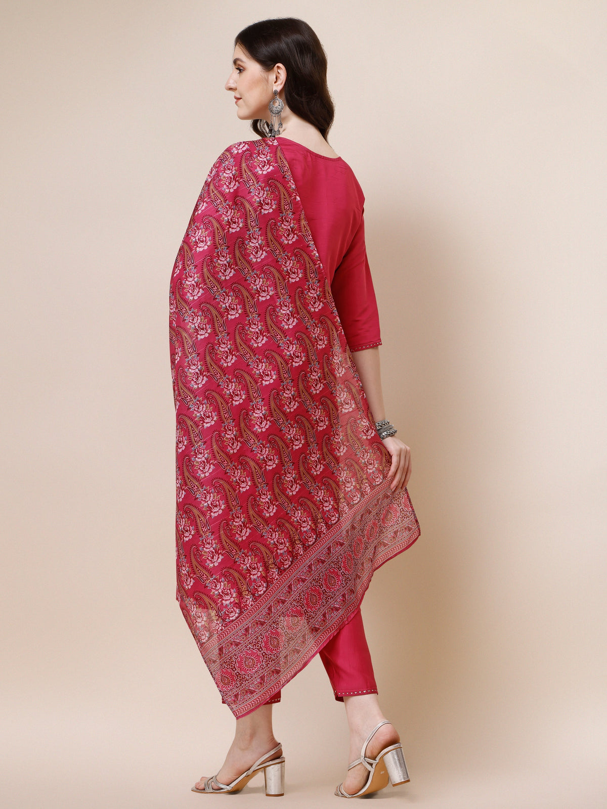 Embroidered Kurta With Pant And Dupatta Set, Multicolor - Hiral Fashion | Grocsy
