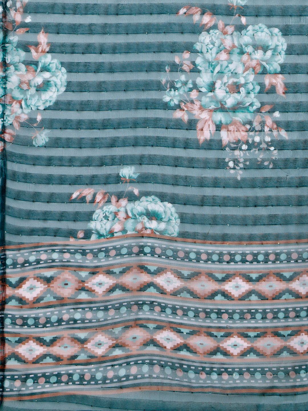 Embroidered Kurta With Organza Printed Dupatta And Pant Set, Multicolor - Hiral Fashion | Grocsy