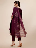 Hand Embroidered Kurta With Pant And Organza Printed Dupatta Set, Multicolor - Hiral Fashion | Grocsy