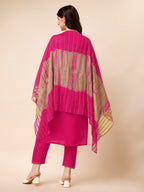 Hand Embroidered Kurta With Pant And Dupatta Set, Multicolor - Hiral Fashion | Grocsy