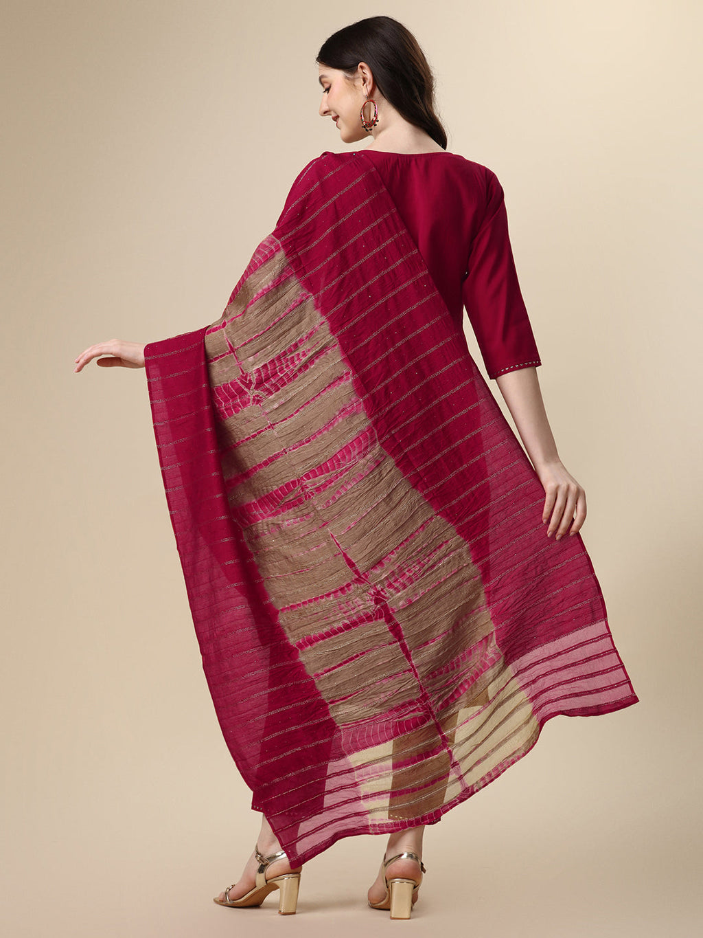 Hand Embroidered Kurta With Pant And Dupatta Set, Multicolor - Hiral Fashion | Grocsy