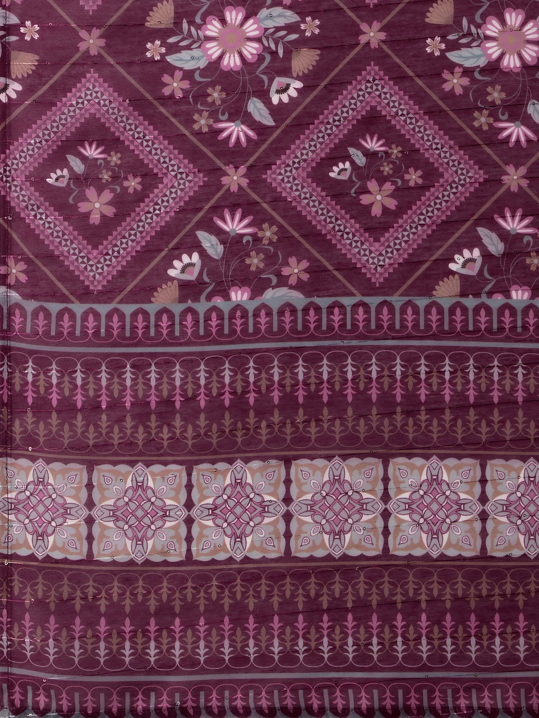 Embroidered Kurta With Pant & Printed Dupatta, Multicolor - Hiral Fashion | Grocsy