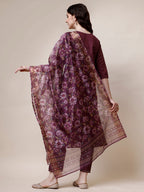 Embroidered Kurta With Pant And Dupatta Set, Multicolor - Hiral Fashion | Grocsy