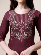 Embroidered Kurta With Pant And Dupatta Set, Multicolor - Hiral Fashion | Grocsy