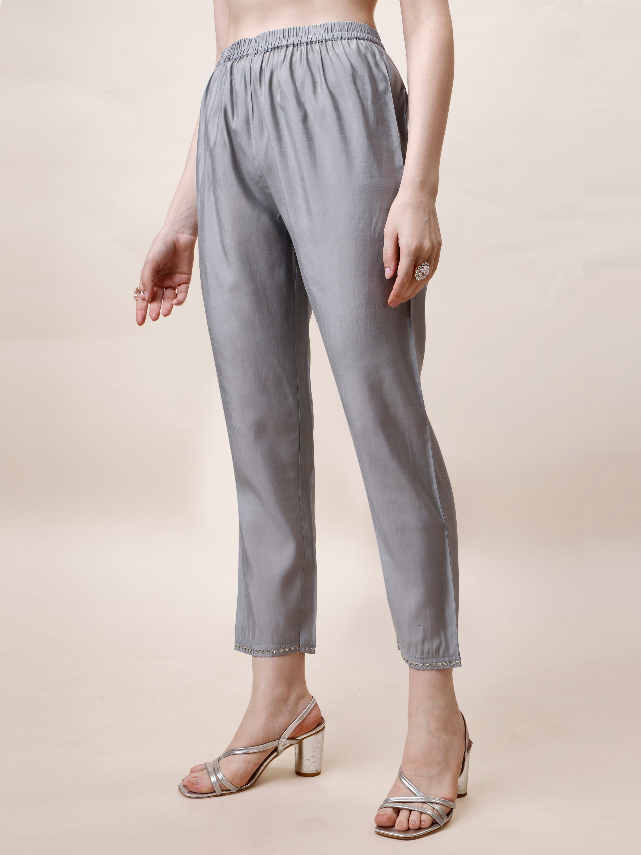 Hand Embroidered Kurta With Pant And Dupatta Set, Multicolor - Hiral Fashion | Grocsy