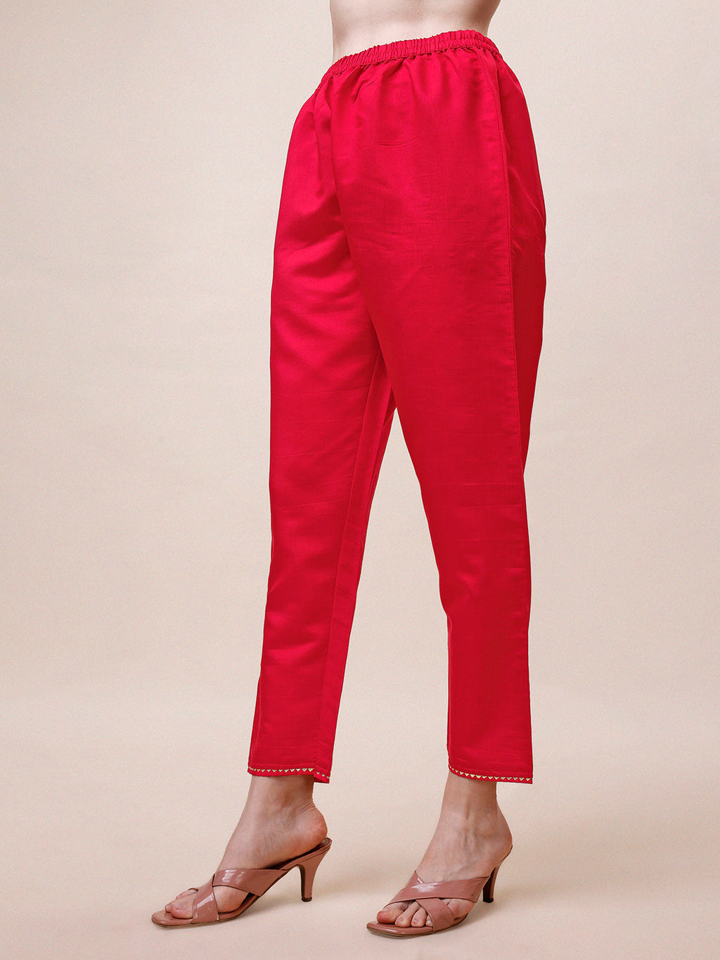 Handworked Red Kurta With Pant And Dupatta Set, Multicolor - Hiral Fashion | Grocsy