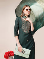 Embroidered Kurta With Pant And Dupatta Set, Multicolor - Hiral Fashion | Grocsy