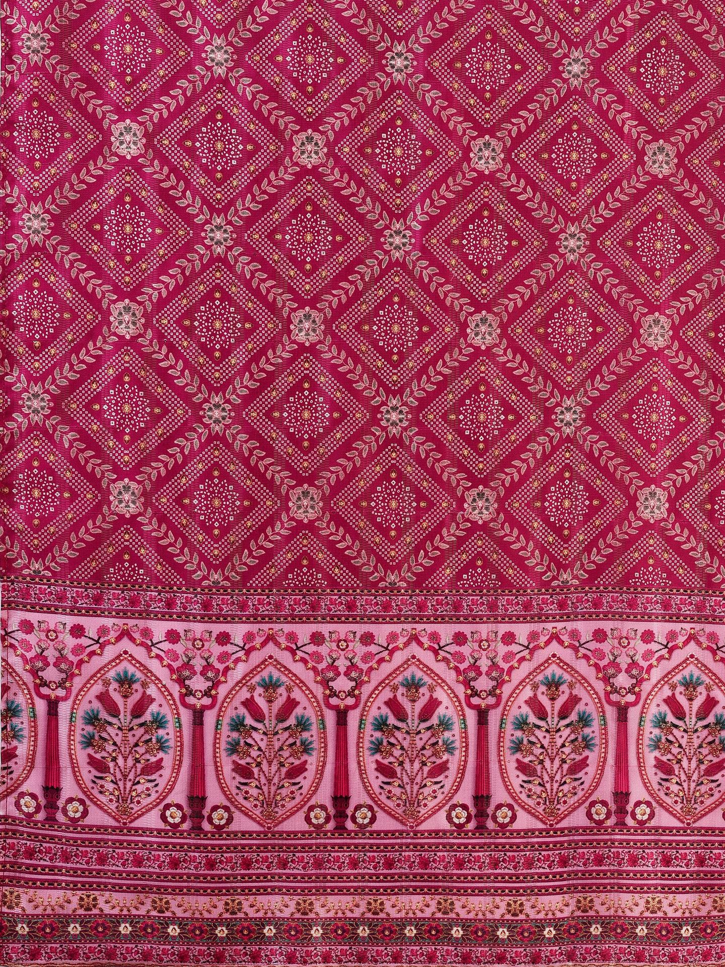 Embroidered Silk Blend Kurta With Pant & Printed Dupatta, Multicolor - Hiral Fashion | Grocsy