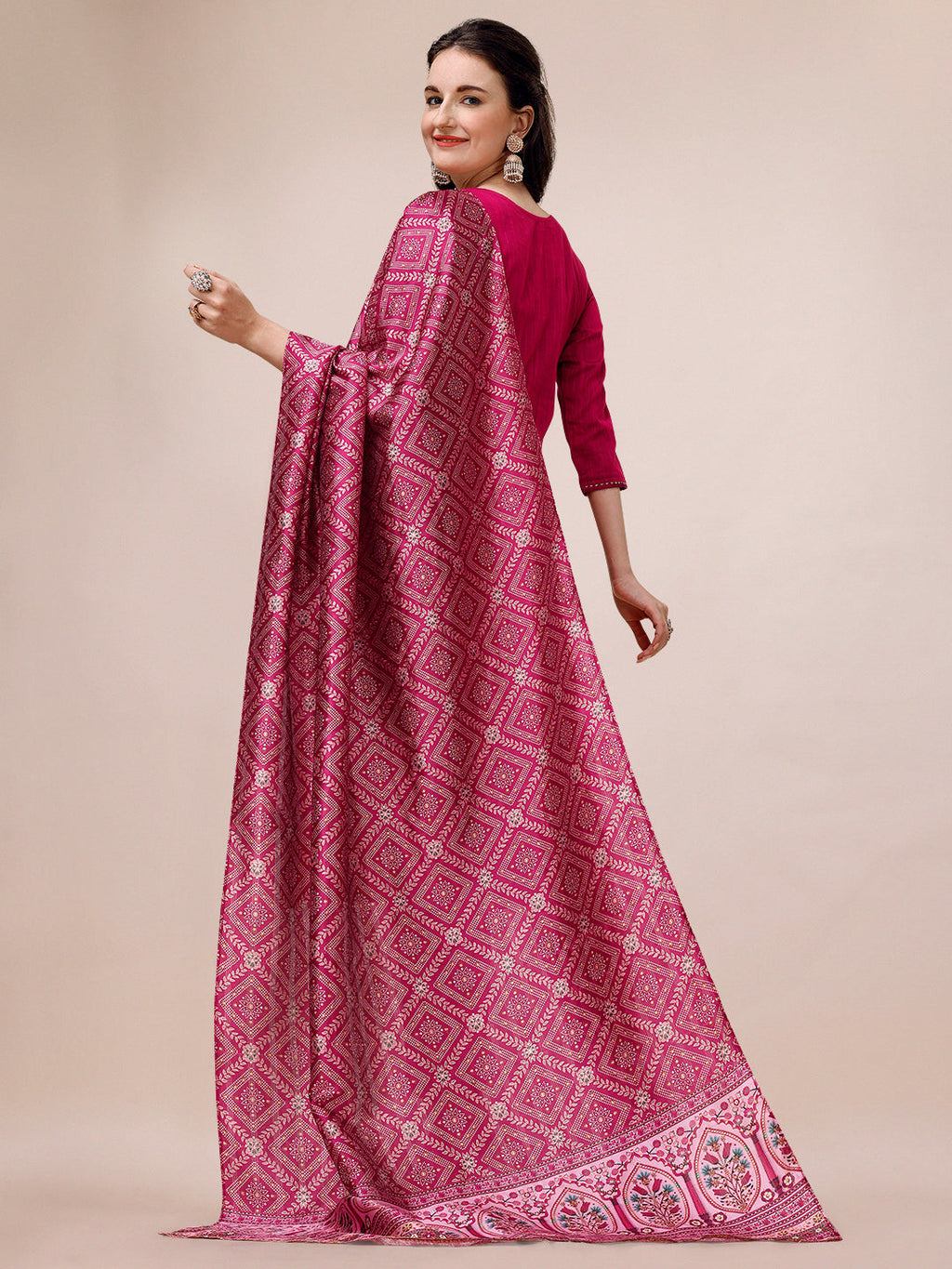 Embroidered Silk Blend Kurta With Pant & Printed Dupatta, Multicolor - Hiral Fashion | Grocsy