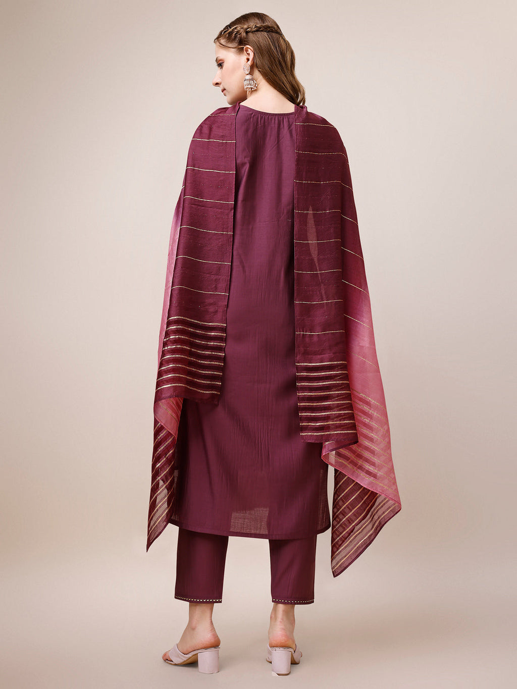 Embroidered Kurta With Pant & Dupatta, Multicolor - Hiral Fashion | Grocsy