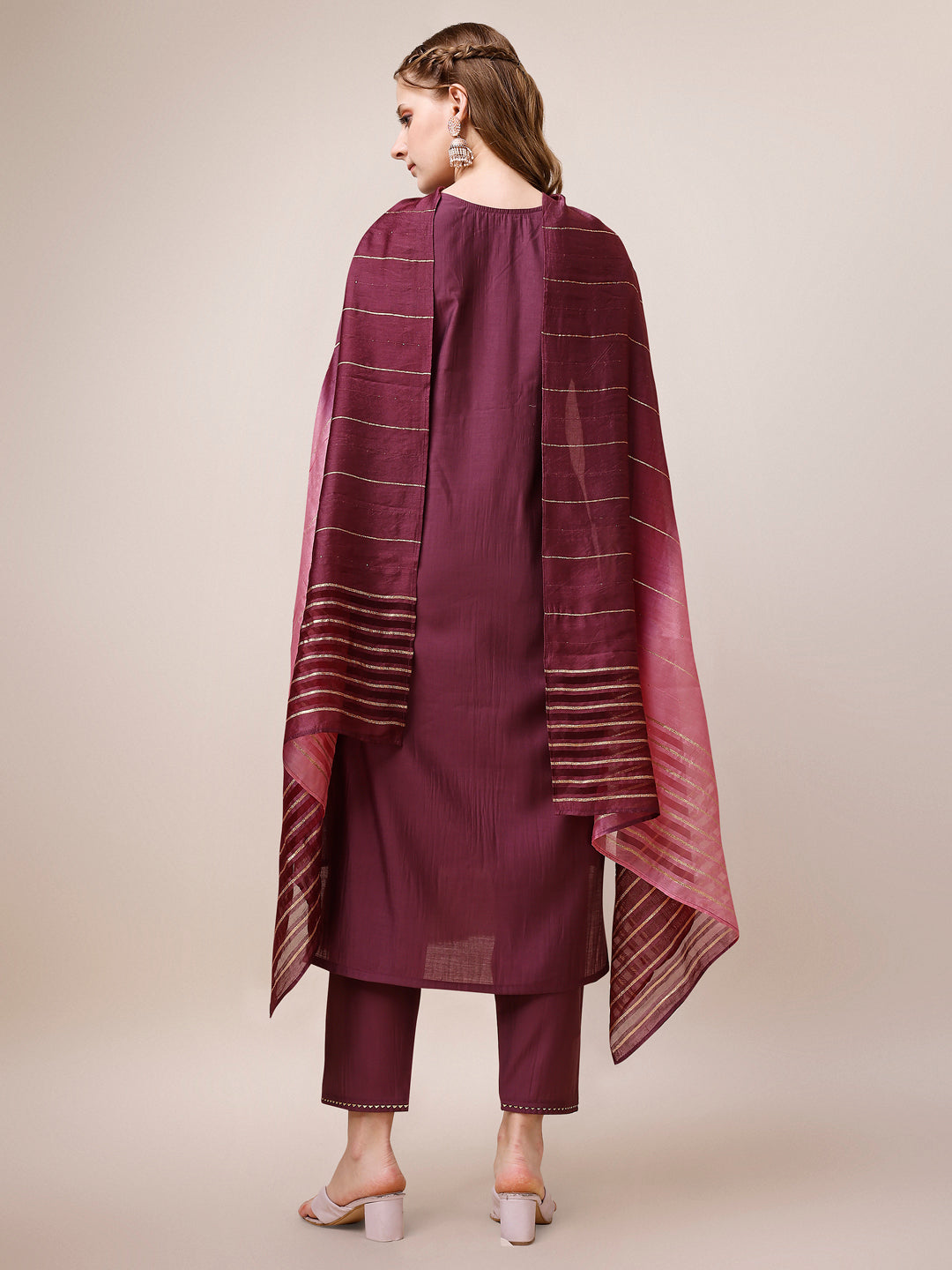 Embroidered Kurta With Pant & Dupatta, Multicolor - Hiral Fashion | Grocsy