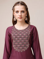 Embroidered Kurta With Pant & Dupatta, Multicolor - Hiral Fashion | Grocsy