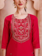 Embroidered Kurta With Pant And Dupatta Set, Multicolor - Hiral Fashion | Grocsy