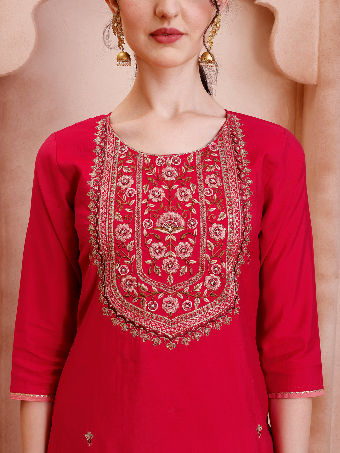 Embroidered Kurta With Pant And Dupatta Set, Multicolor - Hiral Fashion | Grocsy