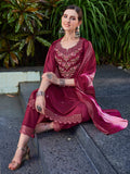 Hand Embroidered Kurta With Pant And Dupatta Set Premium, Multicolor - Hiral Fashion | Grocsy