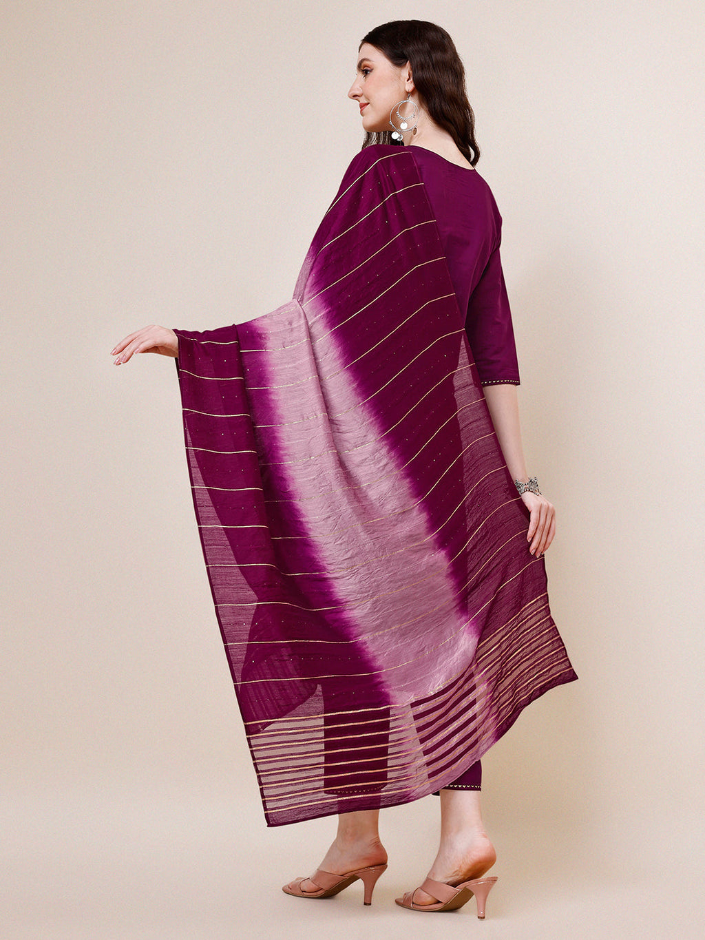 Hand Embroidered Kurta With Pant & Dupatta Set, Multicolor - Hiral Fashion | Grocsy