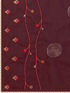 Embroidered Kurta With Pant & Embroidered Organza Dupatta, Multicolor - Hiral Fashion | Grocsy