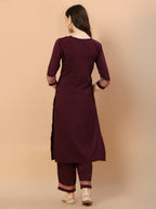 Embroidered Kurta With Pant & Embroidered Organza Dupatta, Multicolor - Hiral Fashion | Grocsy