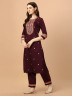 Embroidered Kurta With Pant & Embroidered Organza Dupatta, Multicolor - Hiral Fashion | Grocsy