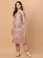 Embroidered Pakistani Kurta With Pant & Dupatta Set, Multicolor - Hiral Fashion | Grocsy