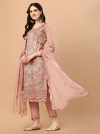Embroidered Pakistani Kurta With Pant & Dupatta Set, Multicolor - Hiral Fashion | Grocsy