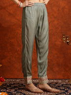 Pakistani Embroidered Kurta With Pant & Embroidered Dupatta, Green - Hiral Fashion | Grocsy