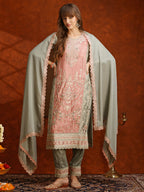 Pakistani Embroidered Kurta With Pant & Embroidered Dupatta, Green - Hiral Fashion | Grocsy